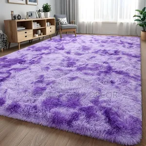 Purple Fluffy Carpet With White Patches