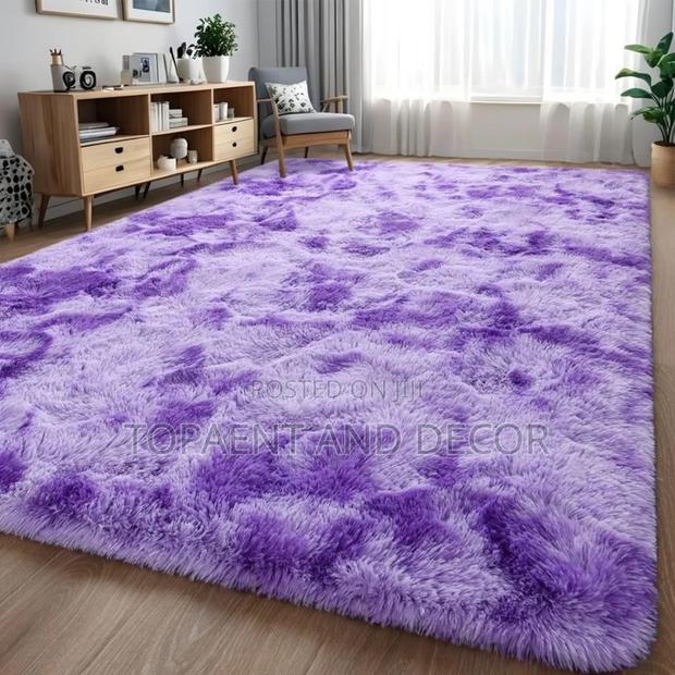 Purple Fluffy Carpet With White Patches