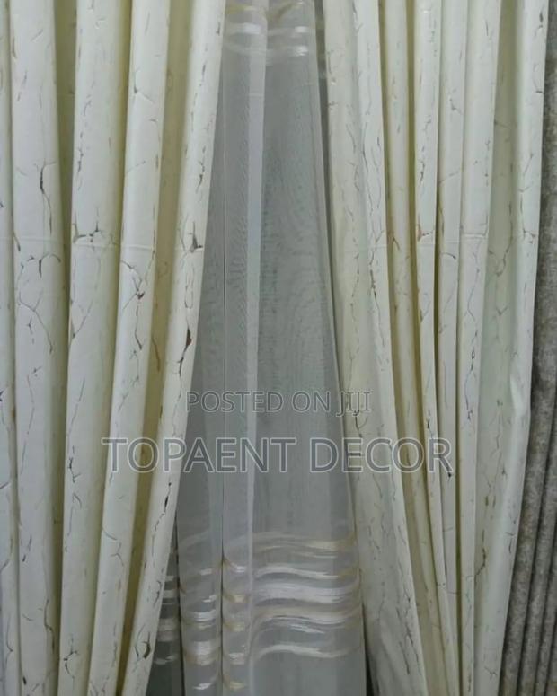 Cream Shinny Window Curtains and White Classy Sheers