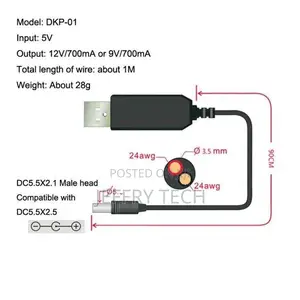 2pcs Dc 5v to 12v Usb Booster Cable Router Power Cord