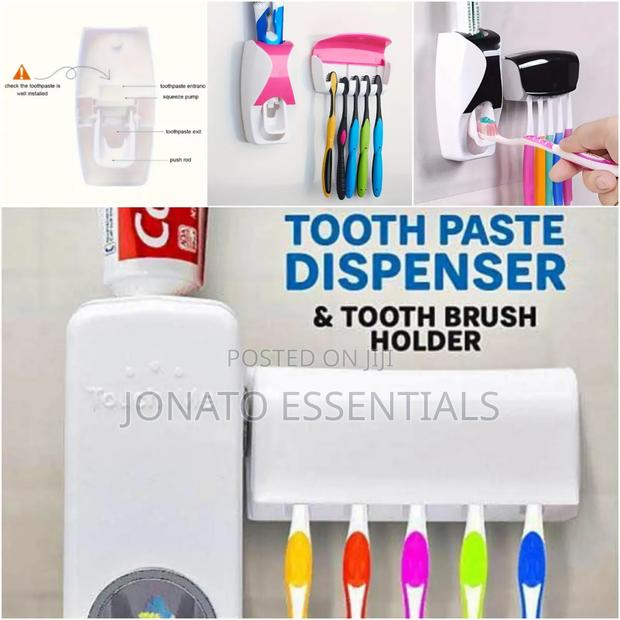 Automatic Toothpaste Dispenser With Toothbrush Holder Set - thumbnail 2