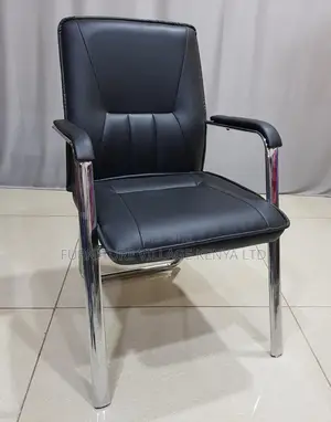 Office Chair: Fixed Sleek Leather Guest Seating for Office
