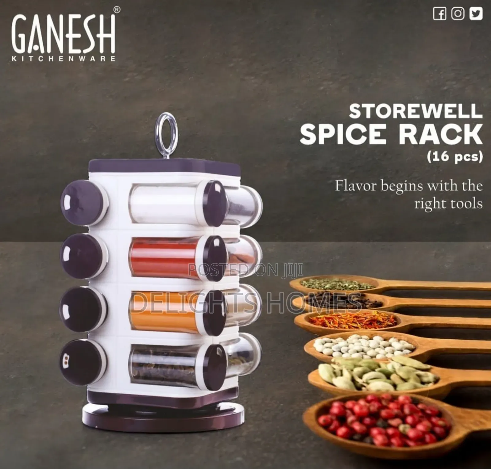 Ganesh Revolving Spice Rack 16pc Jar-B