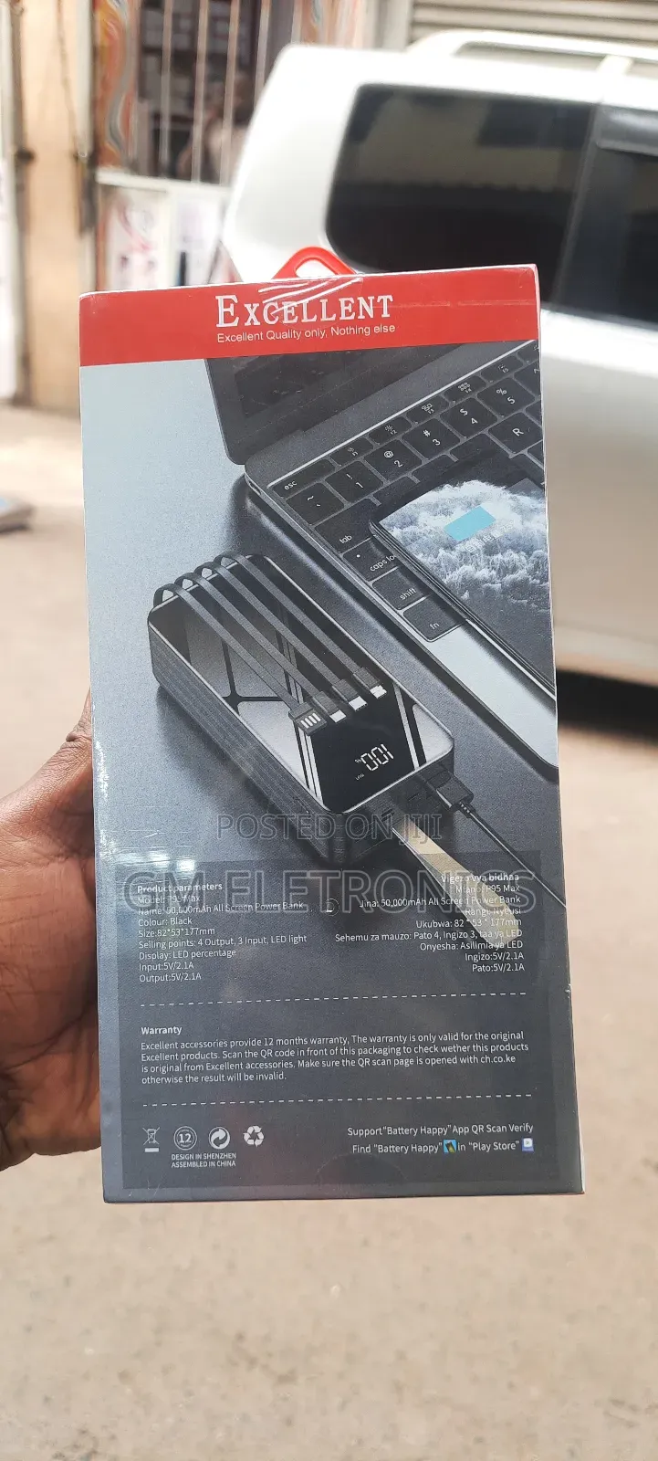 50000 Mah With Attached 4 Charging Cables Led Display-New