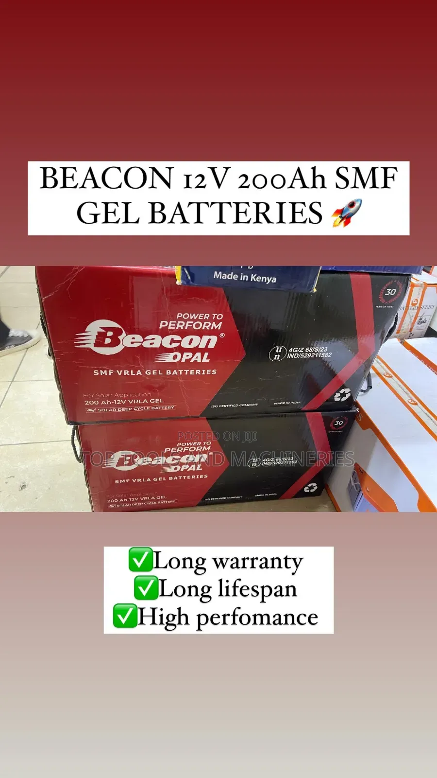 Beacon 12v200ah Indian Solar Maintenance Free Backup Battery