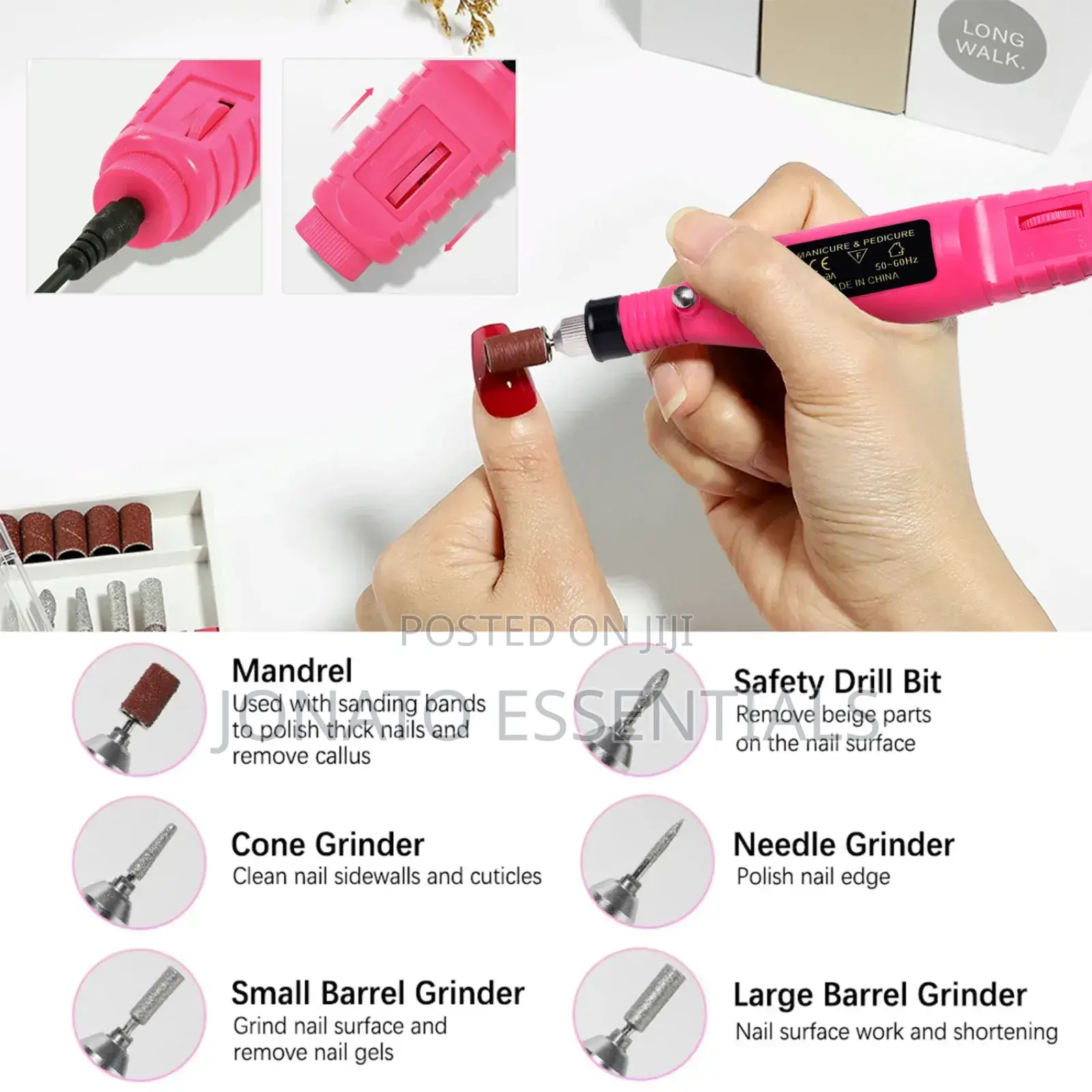 Electric Nail File and Drill Machine With 5 Drill Bits Set