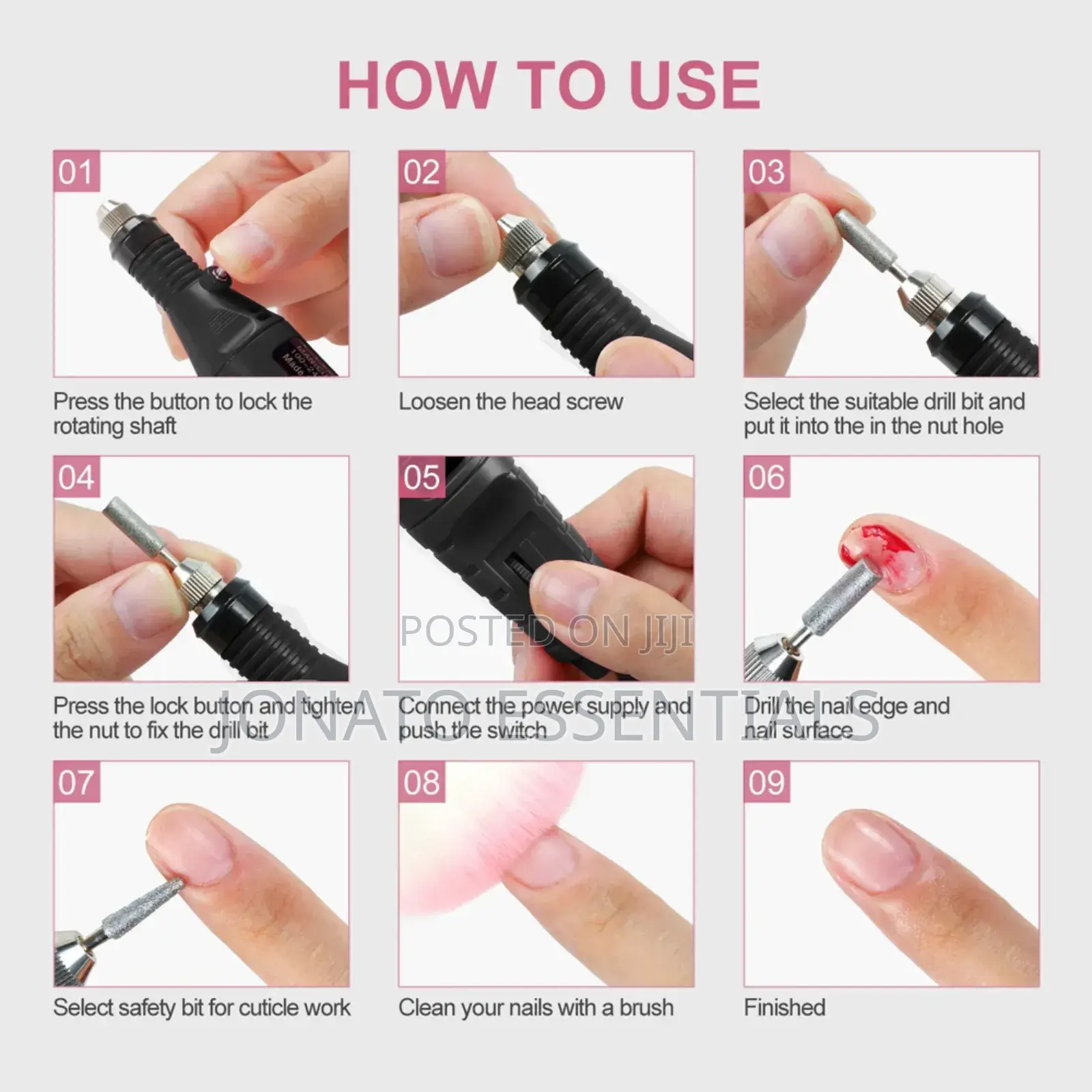 Electric Nail File and Drill Machine With 5 Drill Bits Set