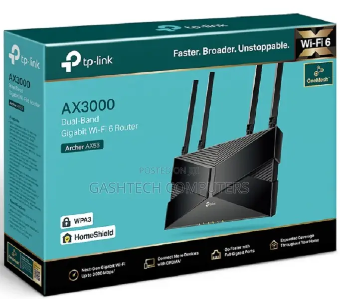 Ax3000 Dual Band Gigabit Wi-Fi 6 Router Tl-Archer Ax53