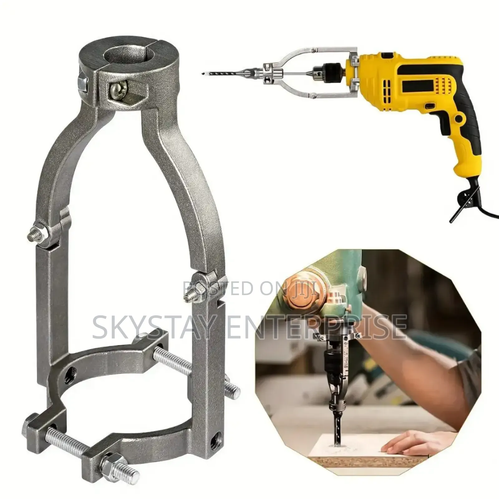 Drill Mortise Sq Tenon Attachment + 4 Drill Bits