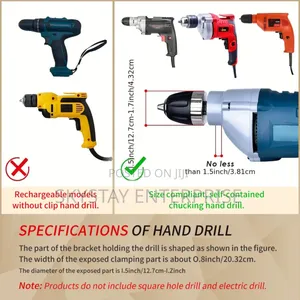 Drill Mortise Sq Tenon Attachment + 4 Drill Bits