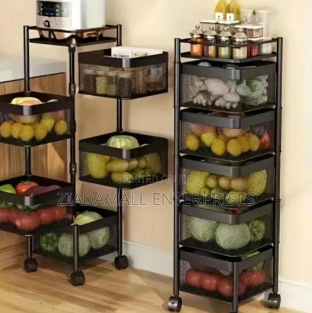 Square Fruit Rack With Wheels 5 Tier Mobile Organizer - main view