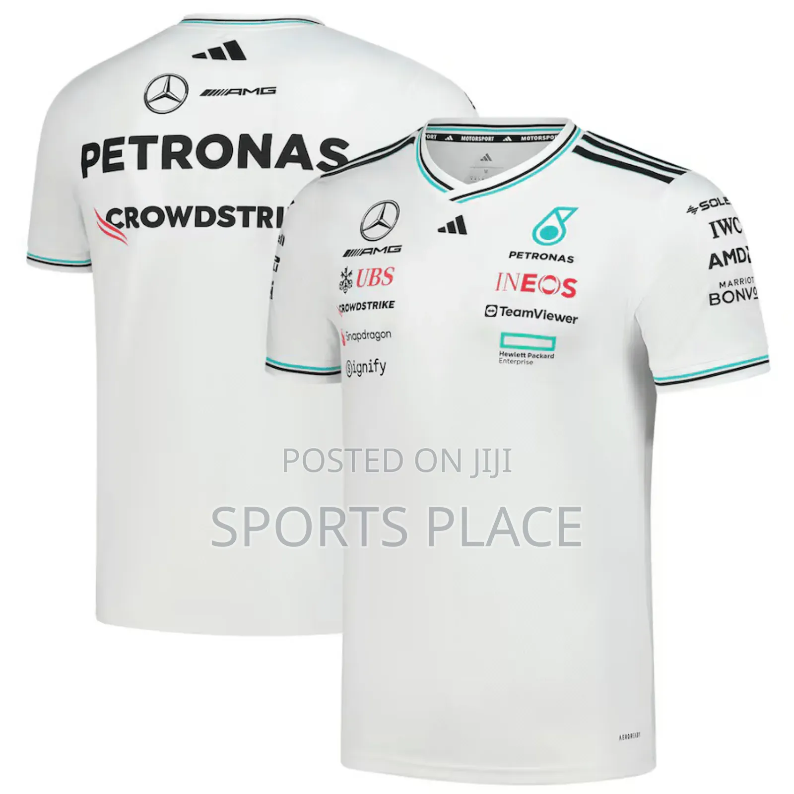 Mercedes 2025 White F1 Round Neck Jersey
