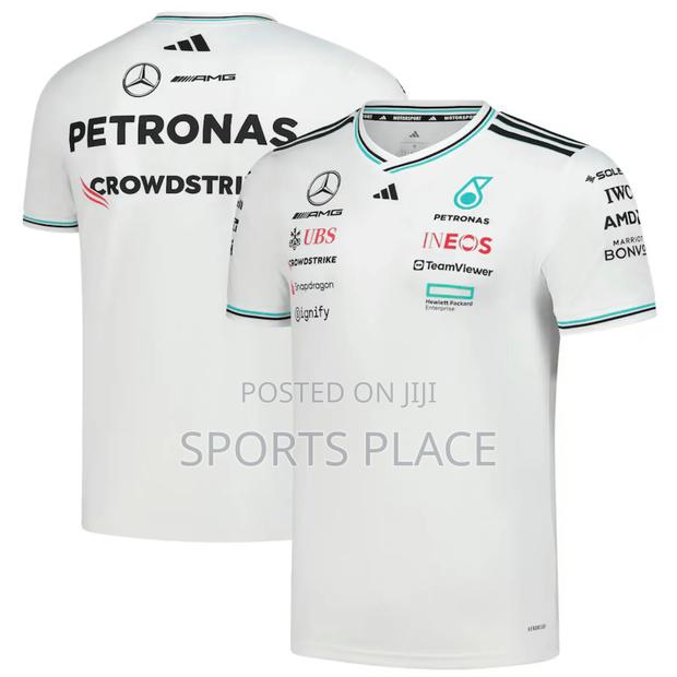 Mercedes 2025 White F1 Round Neck Jersey