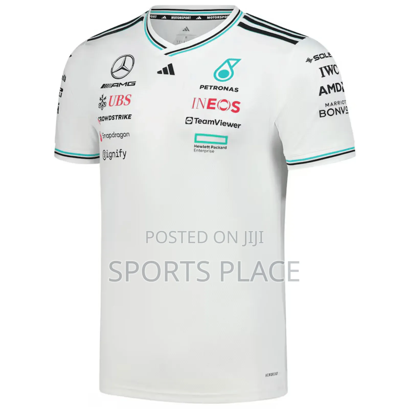 Mercedes 2025 White F1 Round Neck Jersey