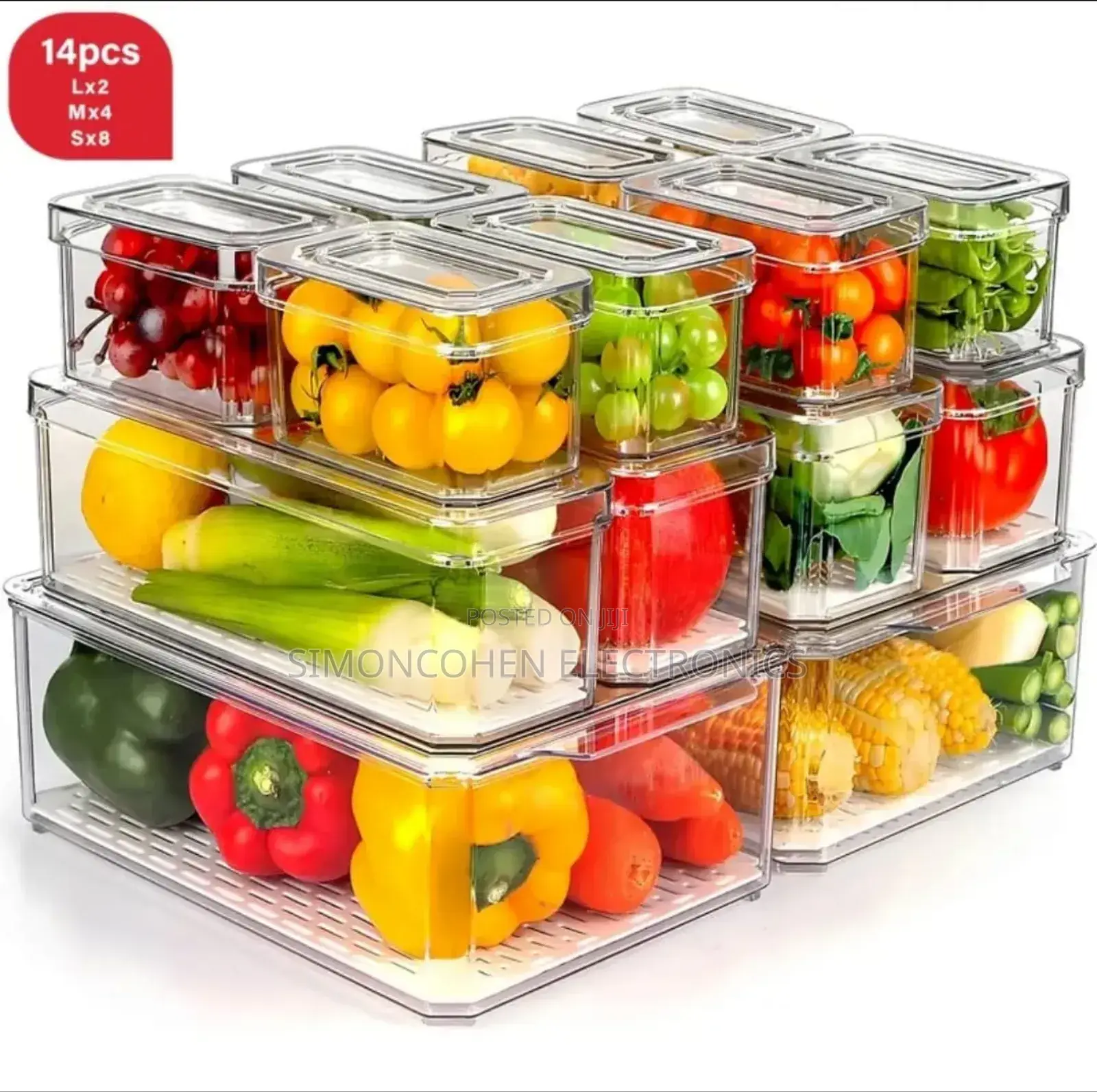 14pcs Stackable Acrylic Fridge Organizers With Lids