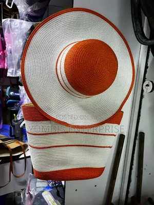 White Orange Straw Summer Hats++Matching Hats at 2000