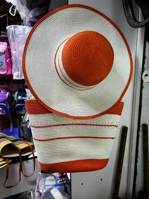 White Orange Straw Summer Hats++Matching Hats at 2000