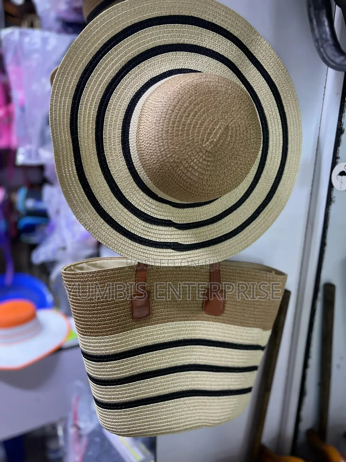 Multi Color Matching Straw Bags++With Hat at 2000
