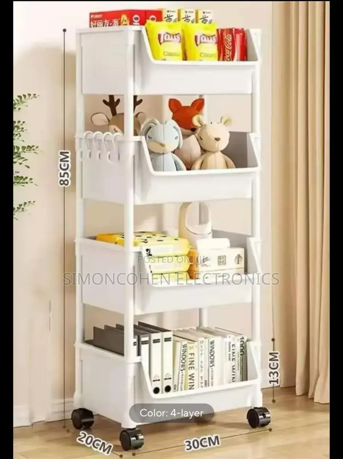 Trolley Bookshelf Storage Organizer Cabinet