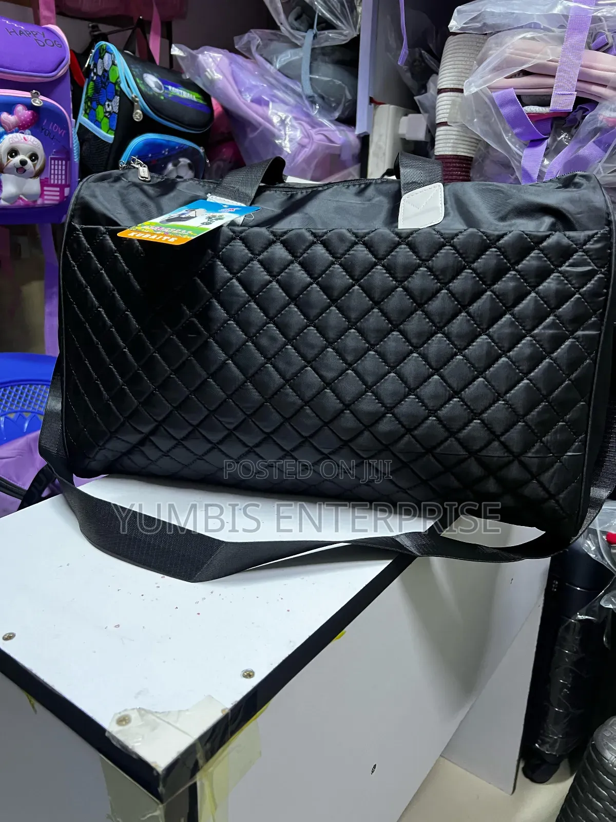 Black  Quilted Duffle Medium Size 1400