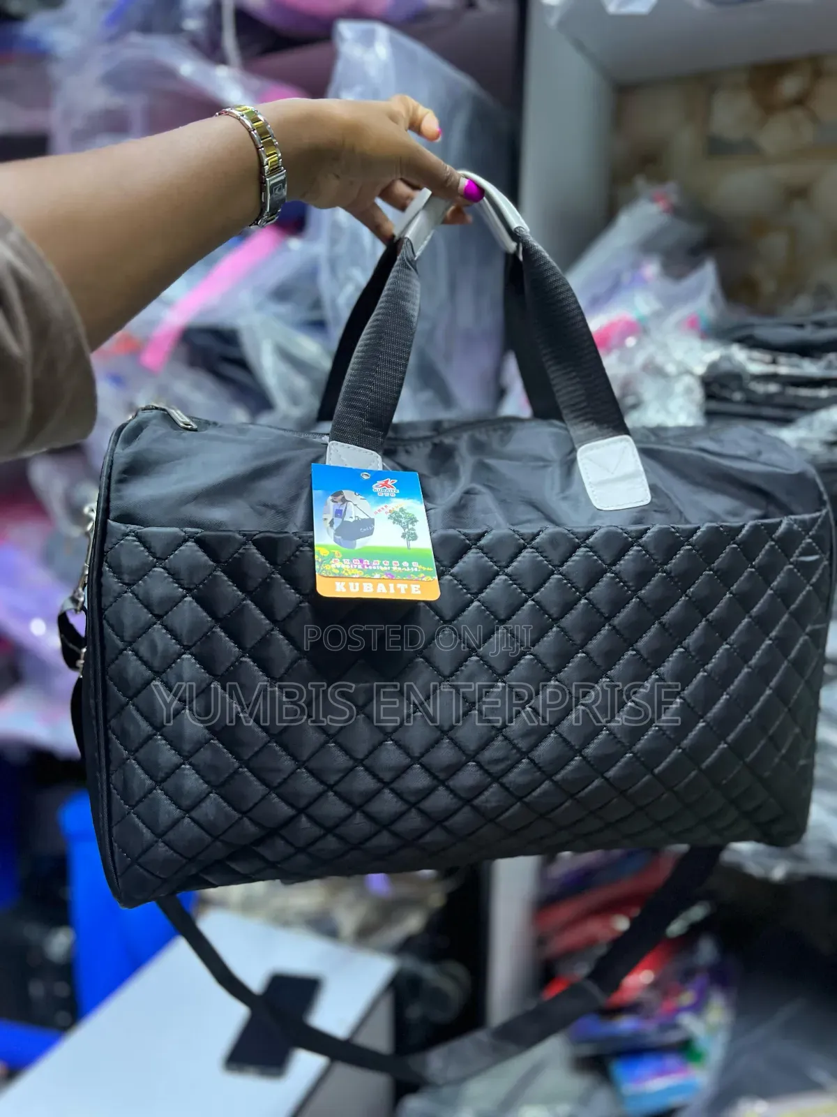 Black  Quilted Duffle Medium Size 1400