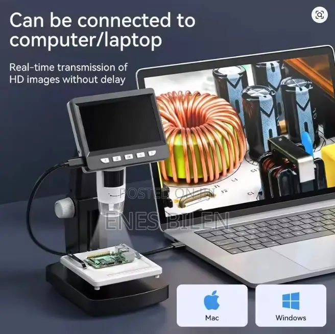 1000x 4.3"Lcd Digital Microscope 1080p Coin Microscopio 8led