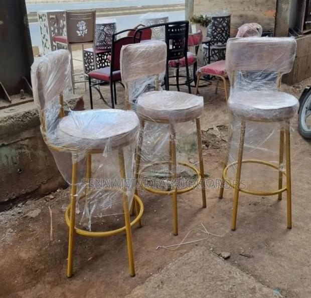 Beige Kitchen Counter or High Stools With Gold Frame - main view