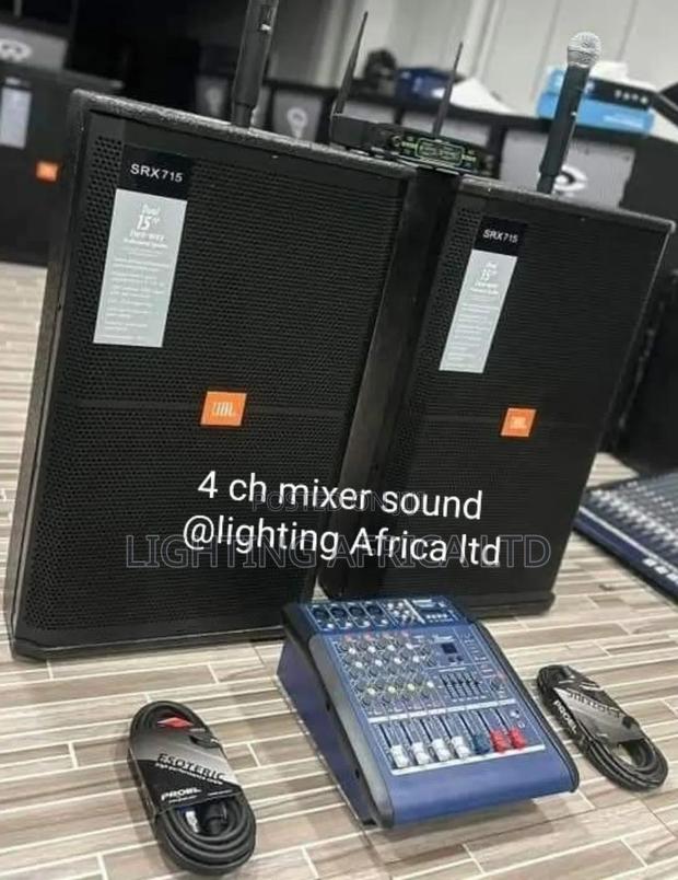 4ch Powered Mixer + (2)Jbl Mid Speakers+Wireless Microphone