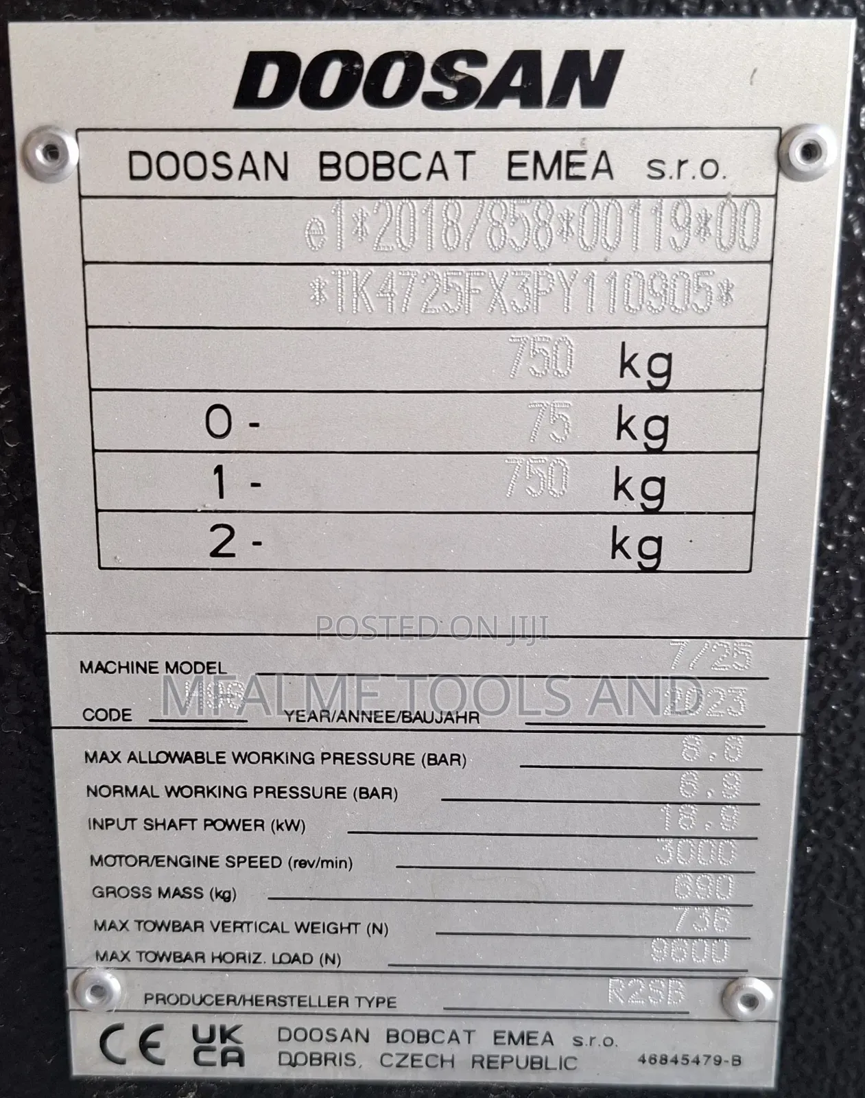 Compressor New 2023 Doosan 4-Cyl Diesel 15bars 140 CFM Ex-Uk