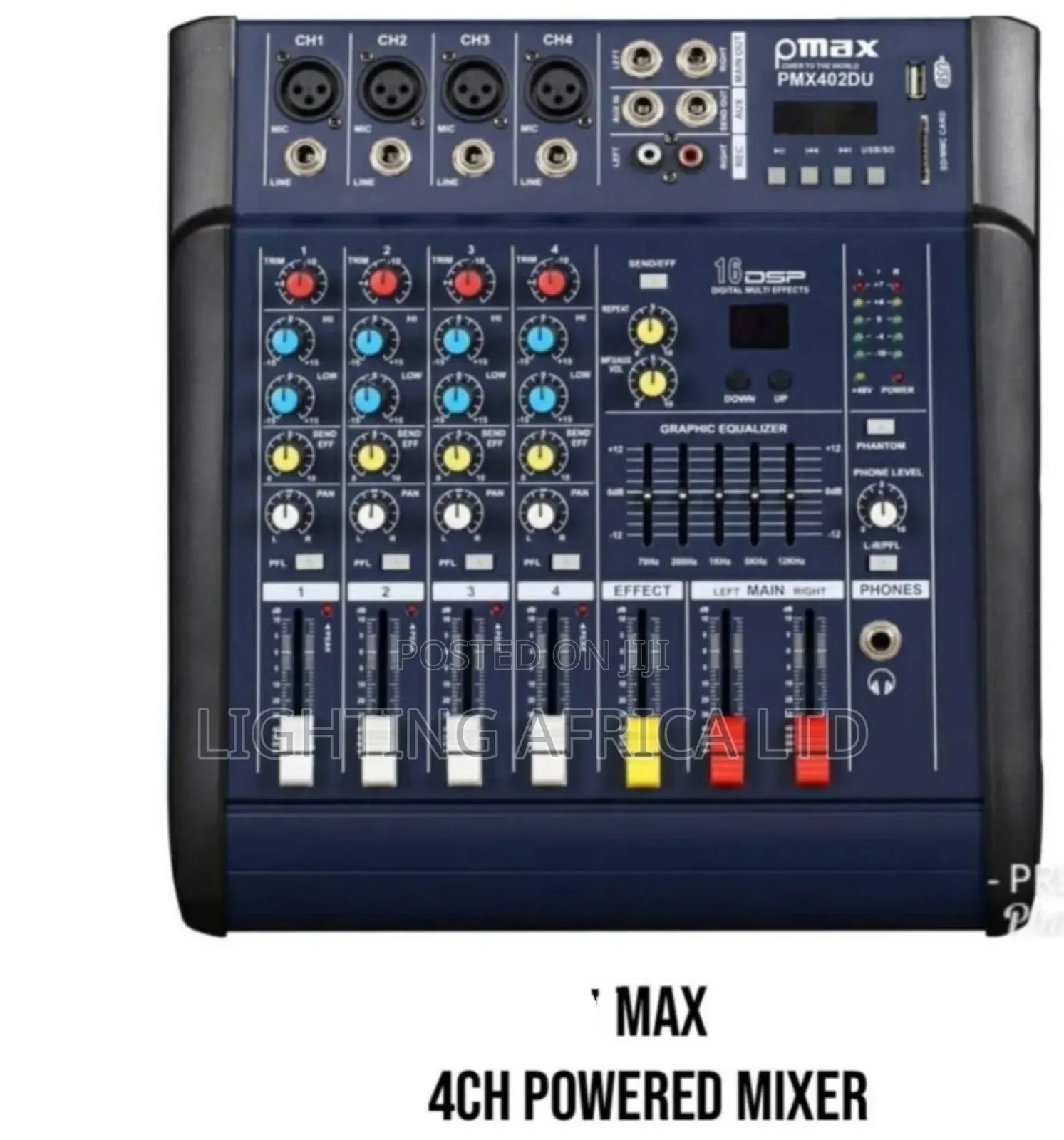 4 Channels Max Powered Mixer Usb/Blue Tooth
