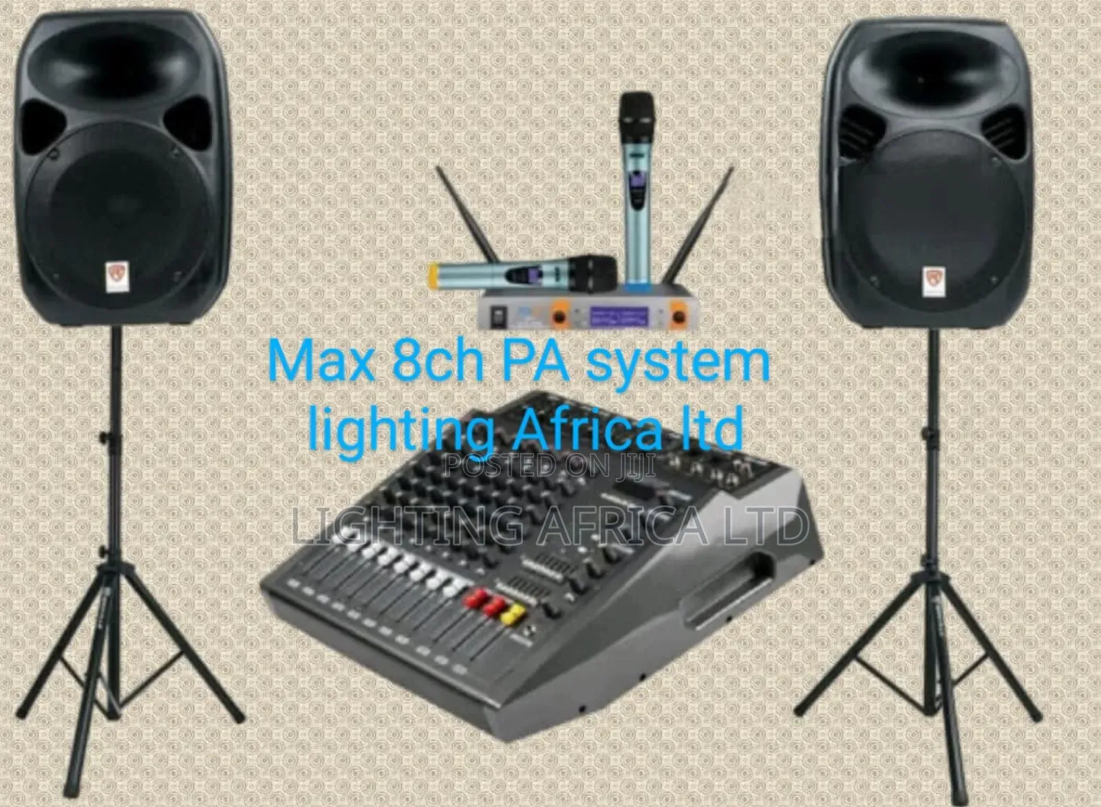Medium Sound 8ch Mixer Usb +(2)Plastic 15" Mid Speakers + BNK Wireless