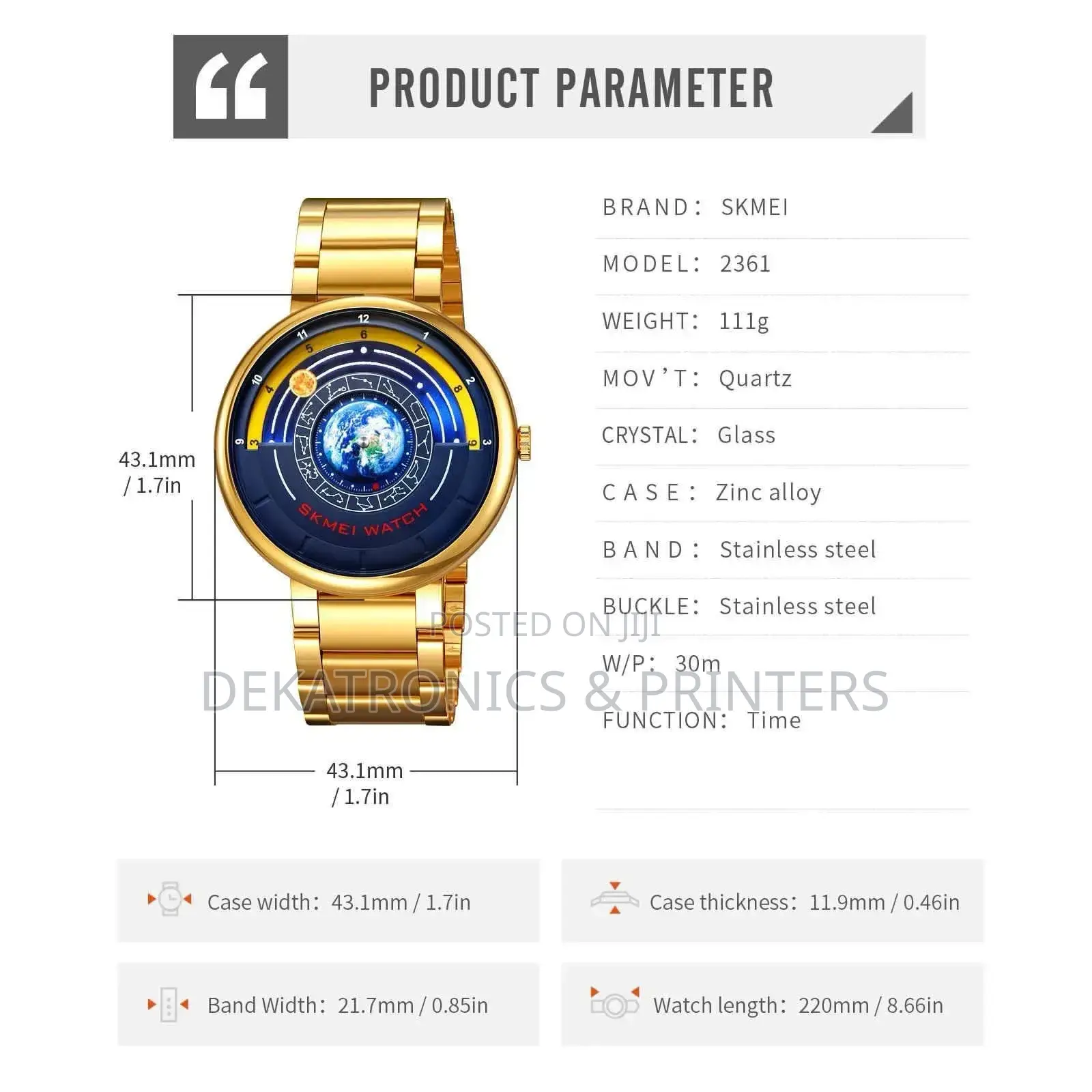 Skmei 2361 Earth Time Watch