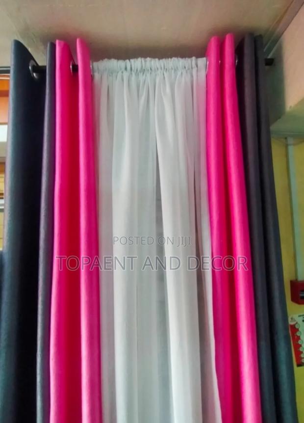 Baby Pink and Grey Soft Plain Curtains - main view