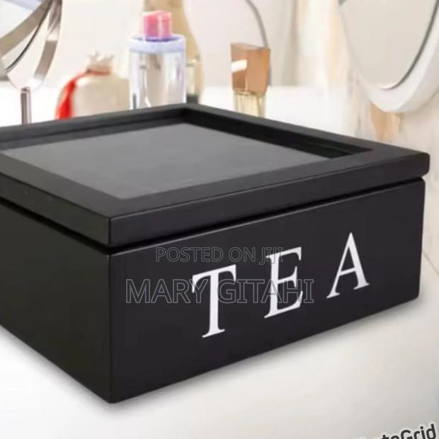 Black Wooden 9 Grids Tea Box Tea Bags Contaner
