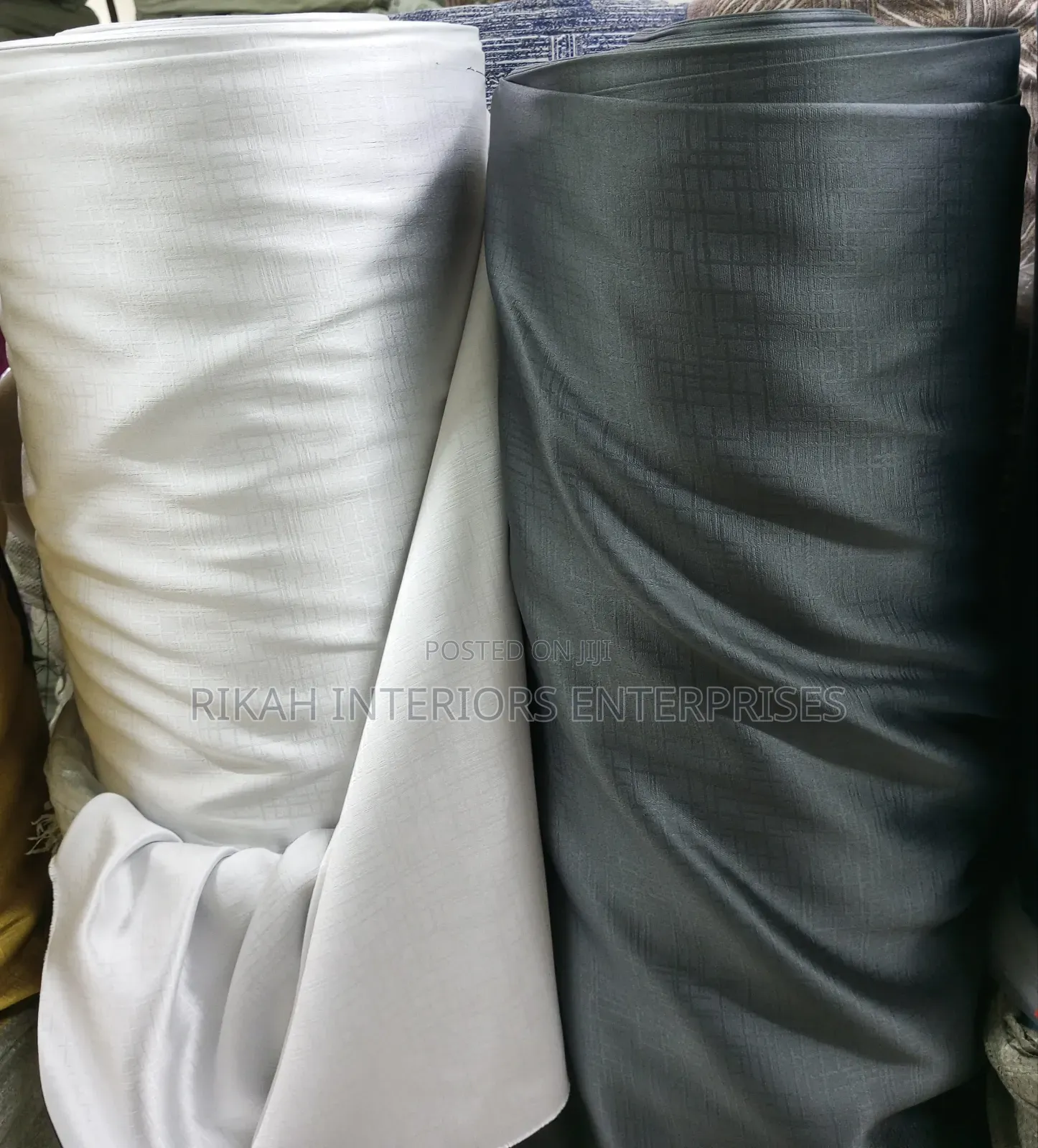 Grey and Off-White Black Out Curtains