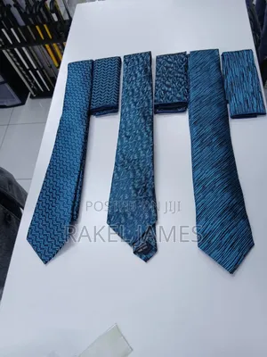 Blue Ties With Pocket Square