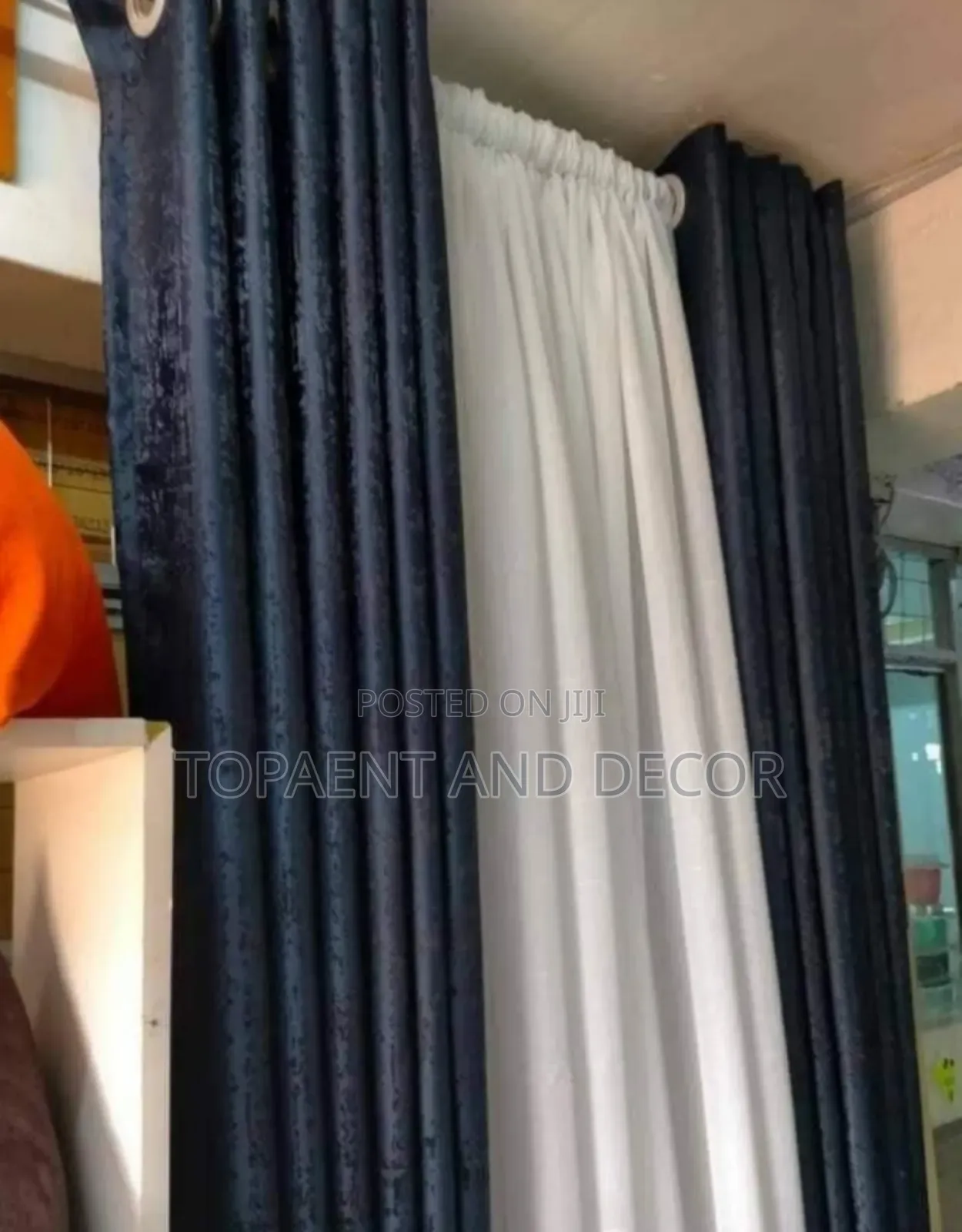 Blue Window Curtains Set