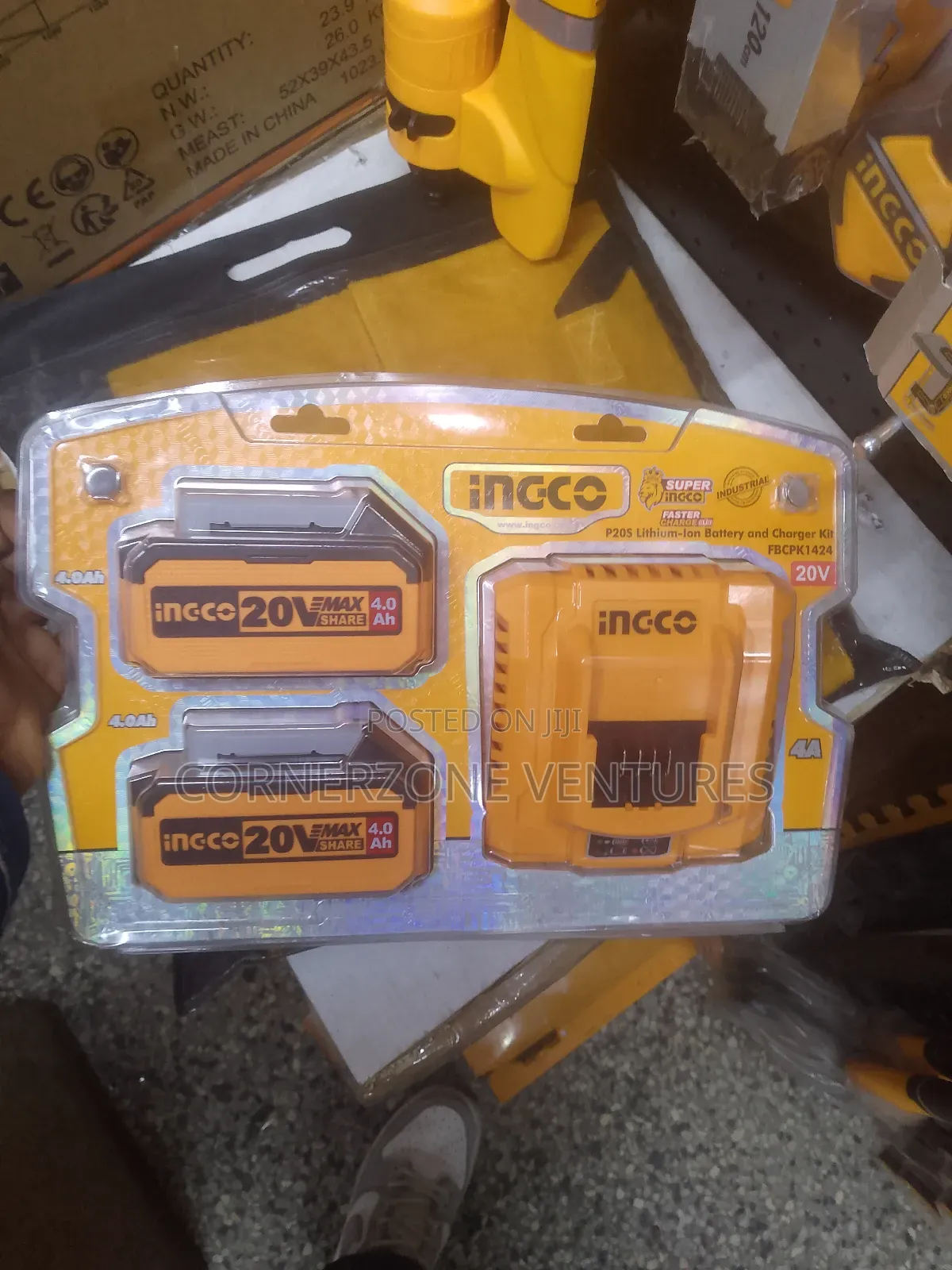 Ingco Lithium Ion Battery and Charger Kit 20v, 4a