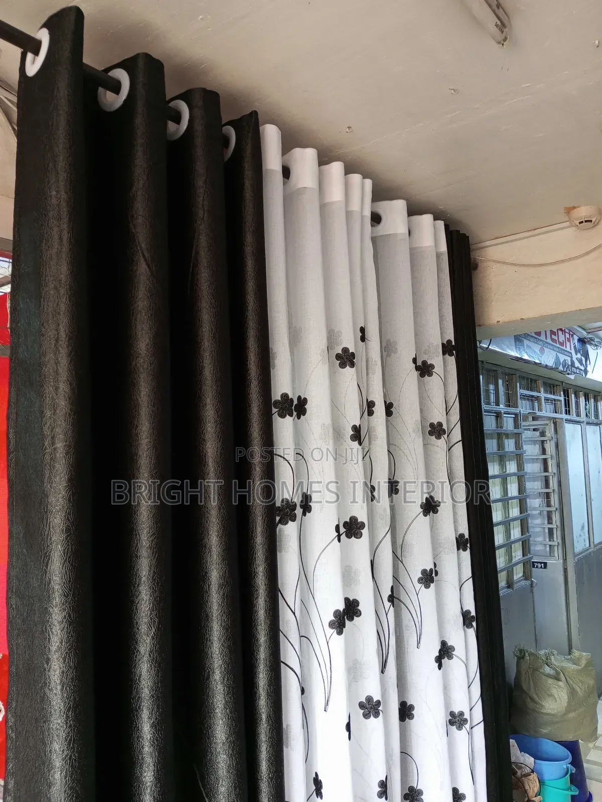 Black in Color Curtain and Matching Sheers Available
