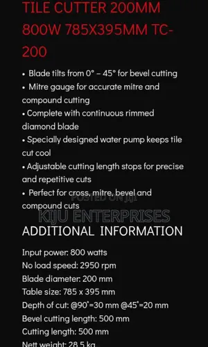 Tile Cutter Machine Ryobi Brand