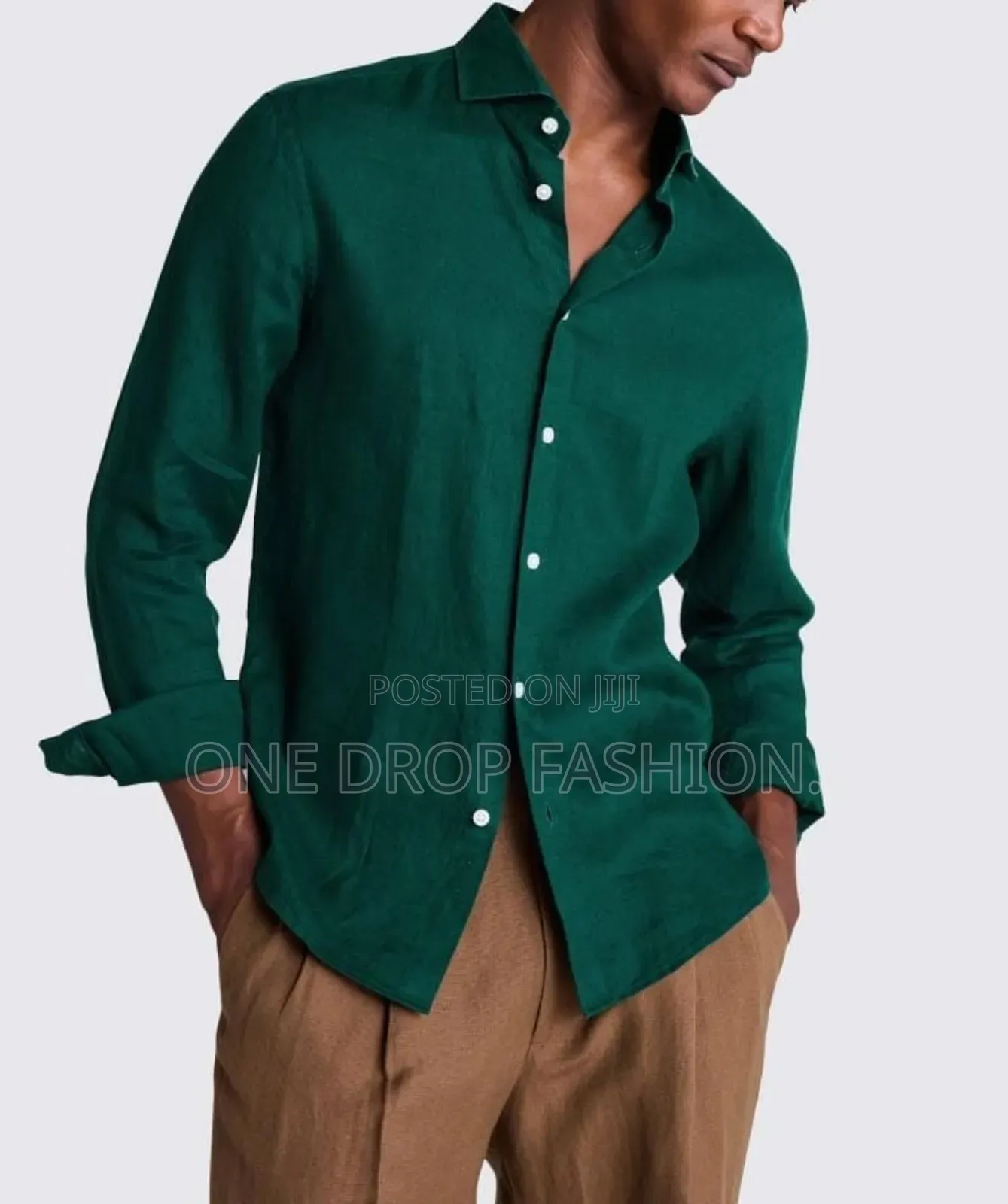 Men Shirt Green Linen