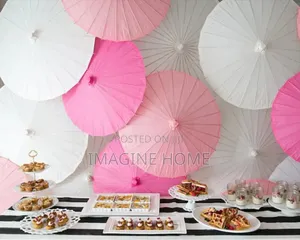 Pink Umbrella Decor Hanging Leafs