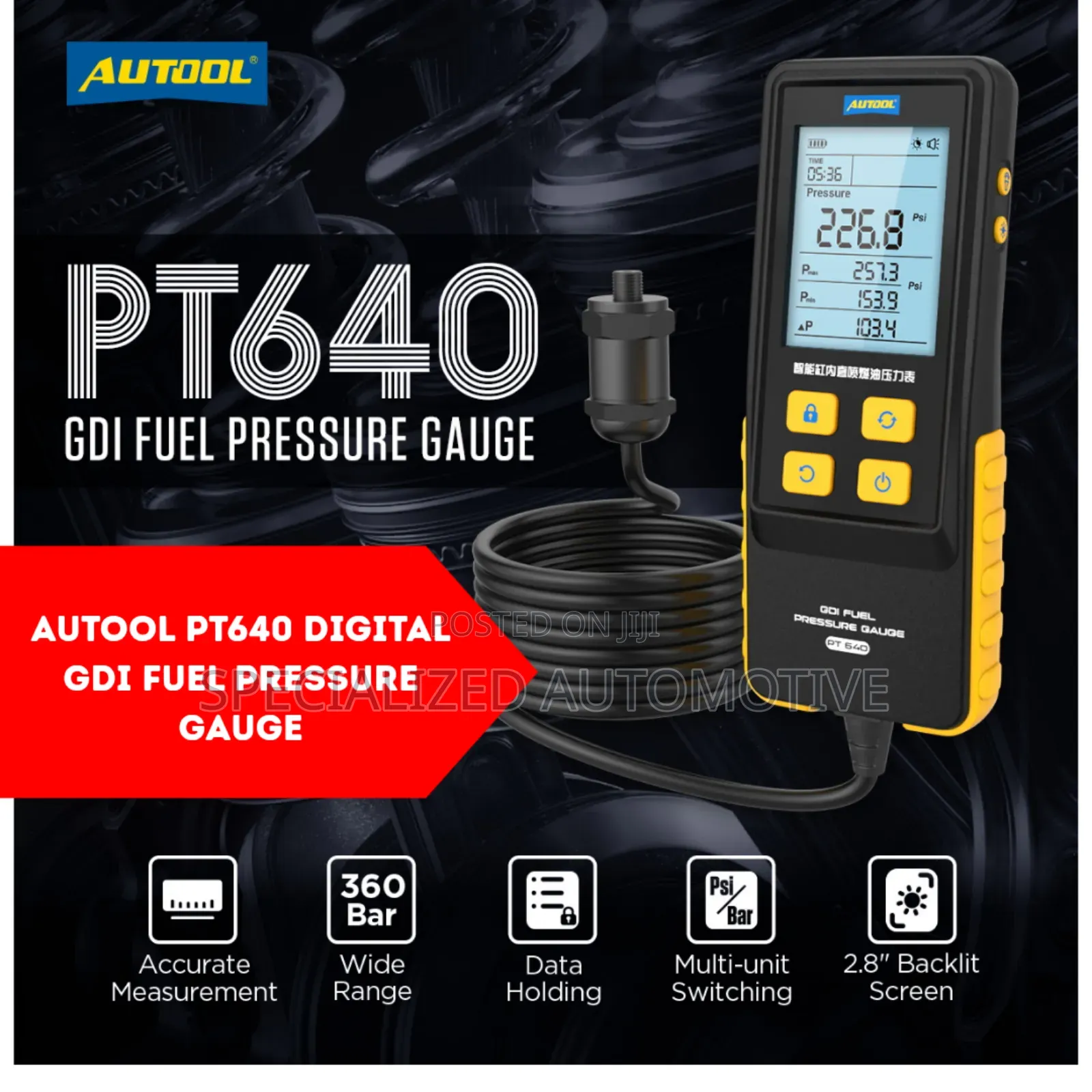 Autool Pt640 Digital Gdi Fuel Pressure Tester Gauge