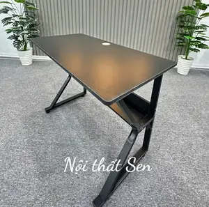 Office Desk: 1200mm K Feet Full Black Straight Work Desk