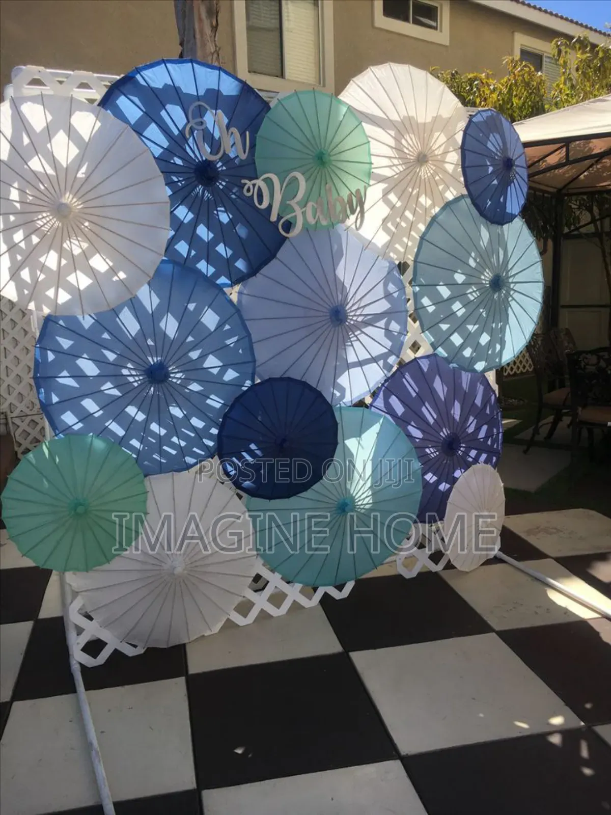 Blue Umbrella Decor Elegant Space Ceiling Decor Hanging Vine