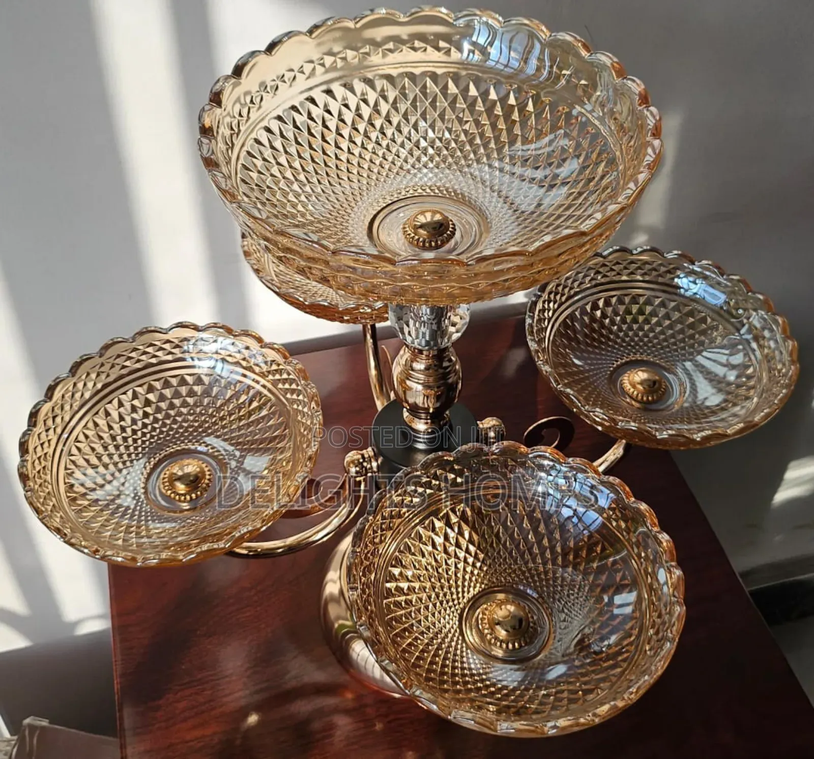 Heavy Glass 5 Arm Fruit Bowl