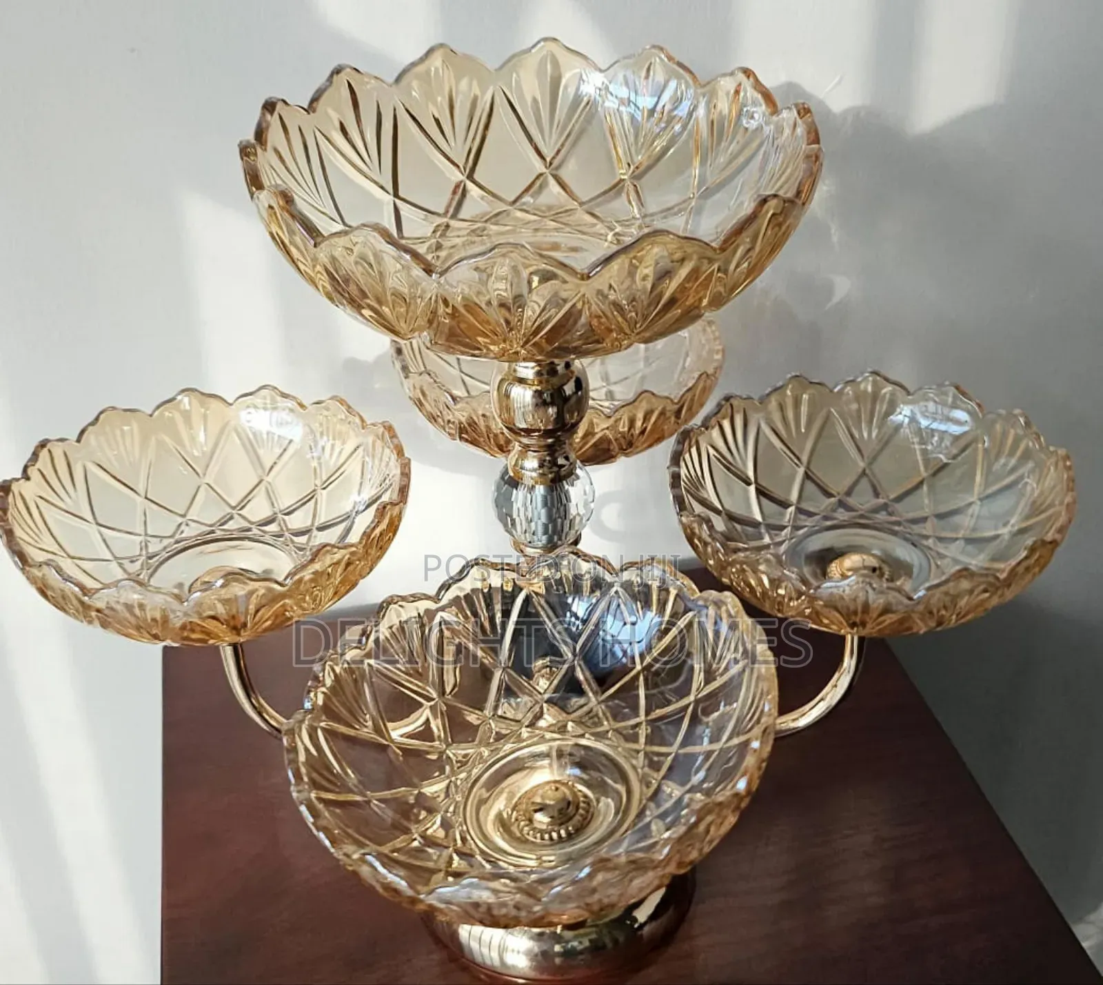 Heavy Glass 5 Arm Fruit Bowl