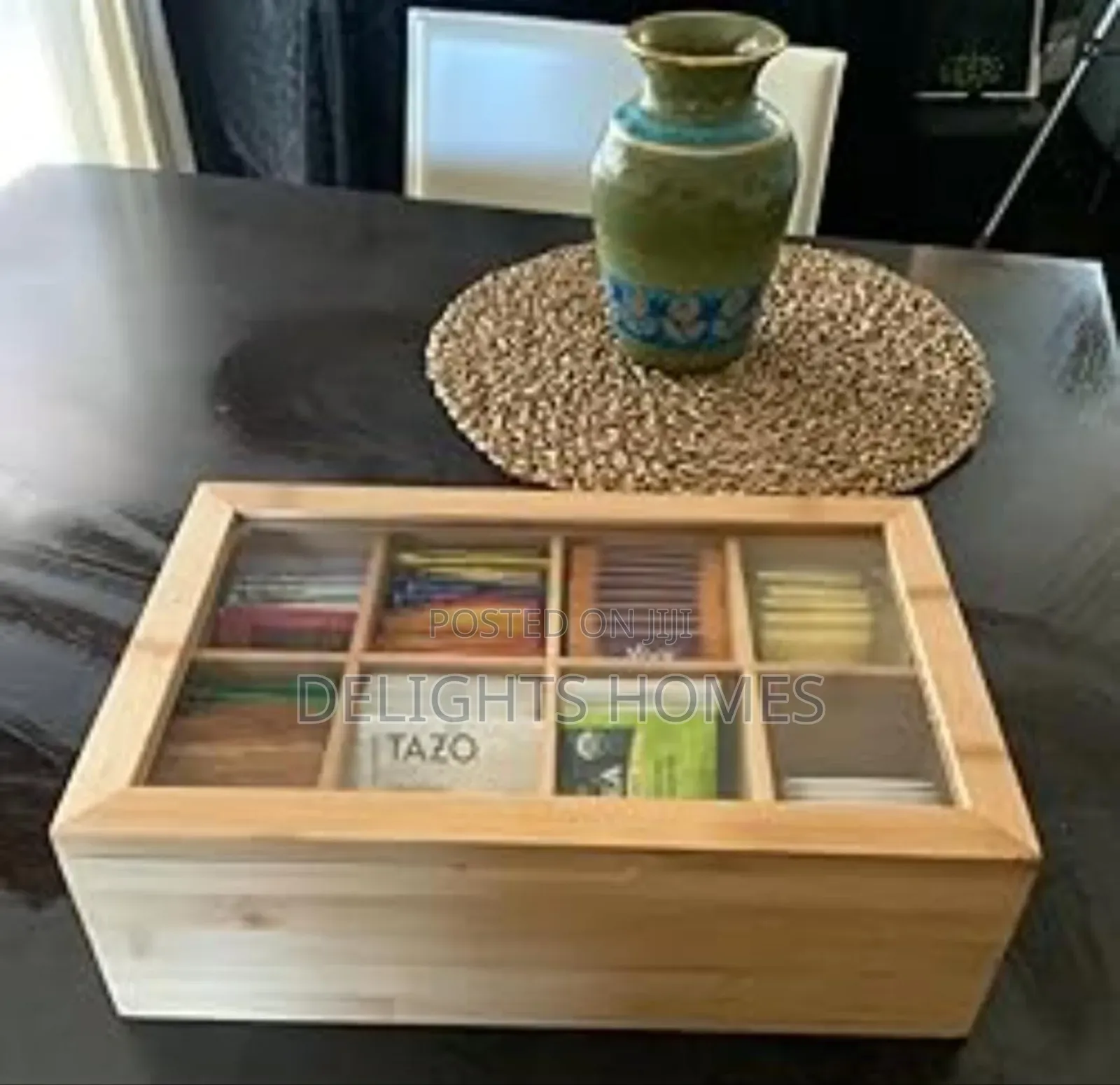 6 Compartment Bamboo Tea Bag Organizer