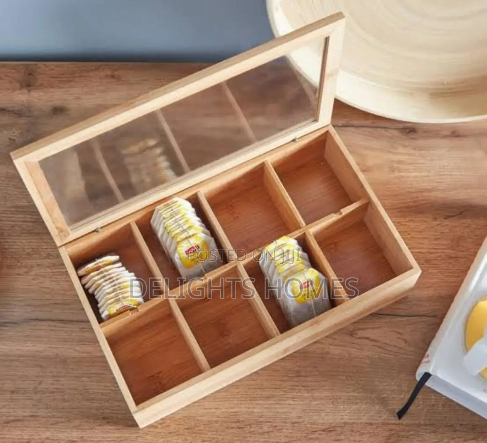 6 Compartment Bamboo Tea Bag Organizer