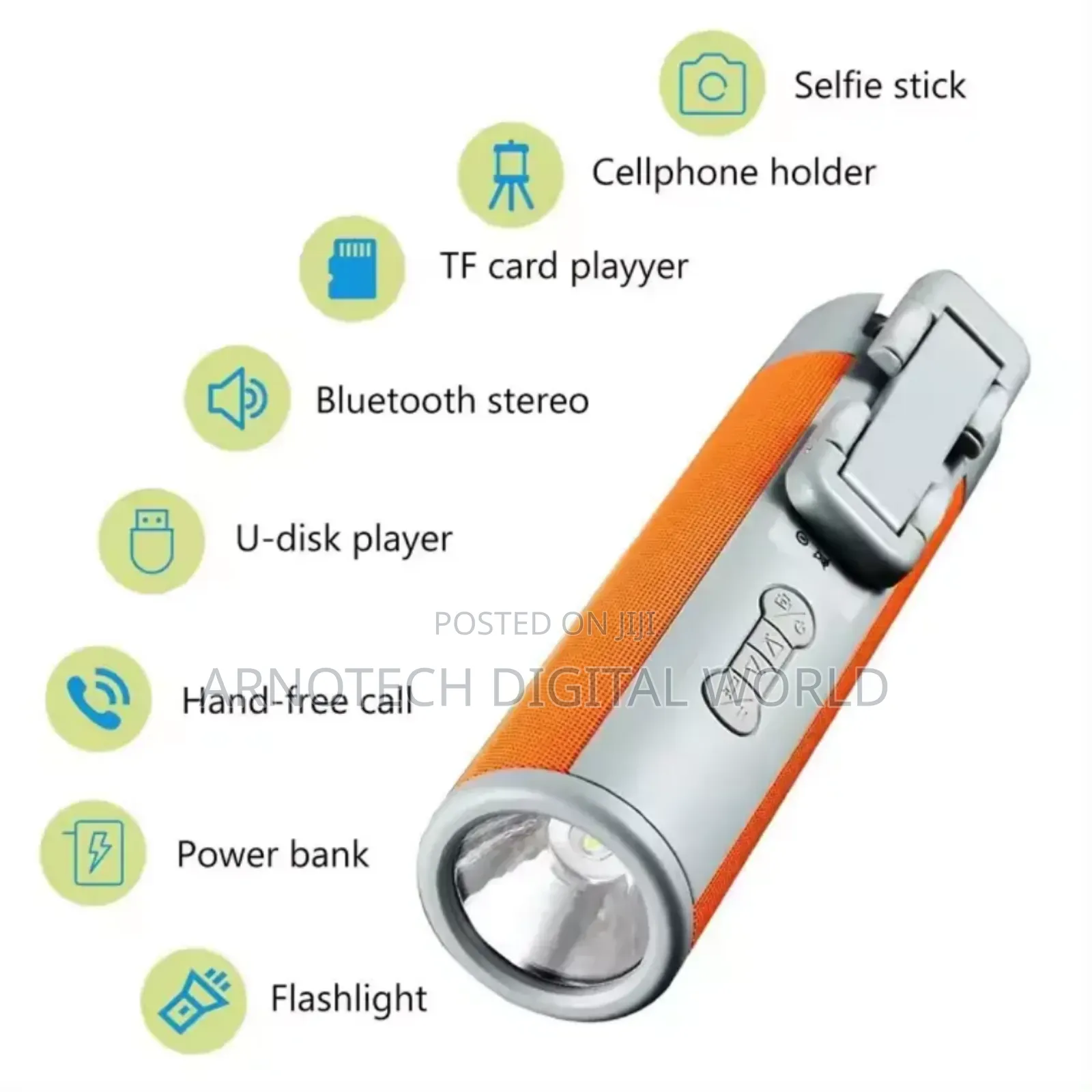 Portable Bluetooth Speaker With Selfie Stick Power Bank